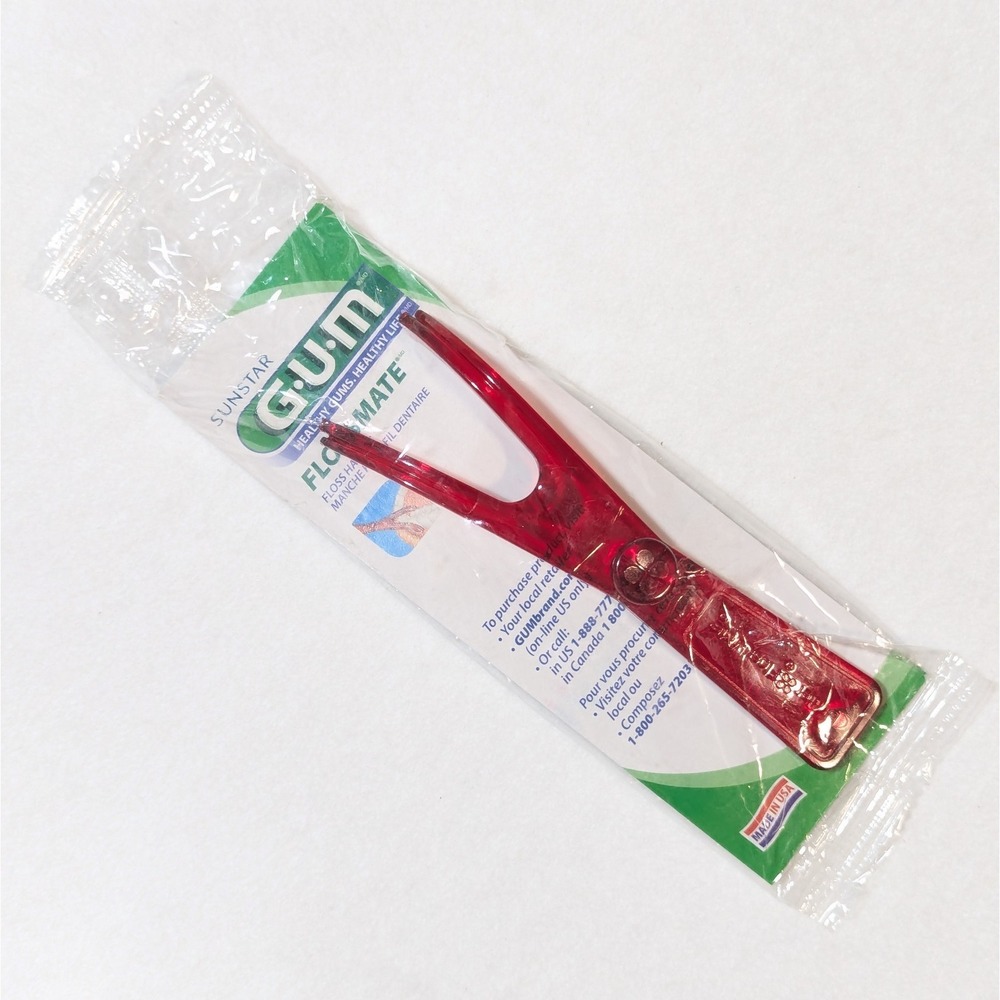 Sunstar GUM Flossmate Handle #845 Red Floss Holder Made In USA Sealed New